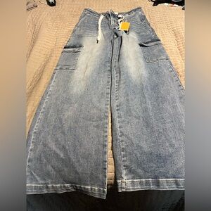 Risen 15/32  NWT Wide-Leg Denim Cargo Pants